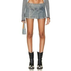 Knwls Soft Pleated Washed Blue Issa Skirt Size UK 6 / US 2 NWT